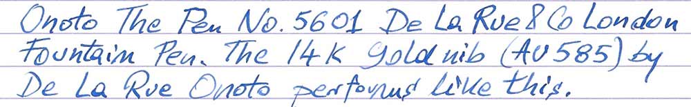 Onoto “The Pen” No. 5601 De La Rue & Co London Fountain Pen (1930s) - writing sample