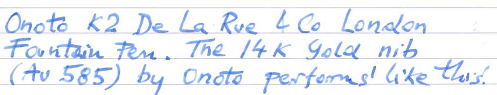 Onoto K2 Series Fountain Pen (1960s) - writing sample