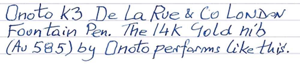 Onoto K3 Series Fountain Pen (1960s) - writing sample