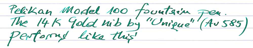 Pelikan Model 100 Vintage, Fountain Pen (circa 1930), circa 94-year-old “senior citizen” in Black with Gold Plated trim - writing sample