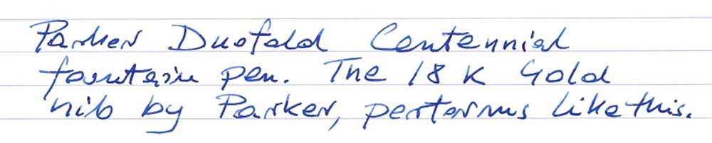 Parker Duofold Centennial Fountain Pen (pre-1970) - writing sample