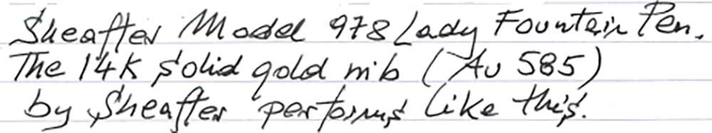 Sheaffer Model 928 Lady Fountain Pen (1970s) - writing sample