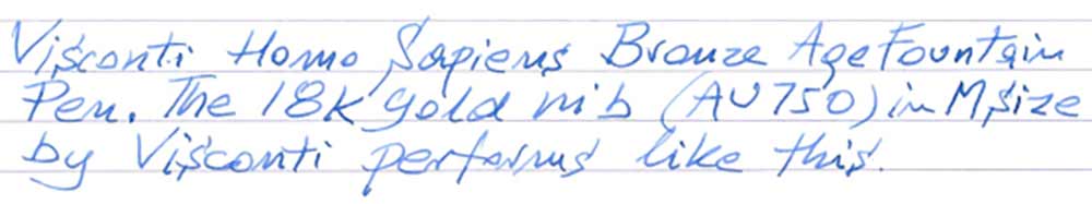 Visconti Homo Sapiens Bronze Age Maxi Fountain Pen (2022) - writing sample