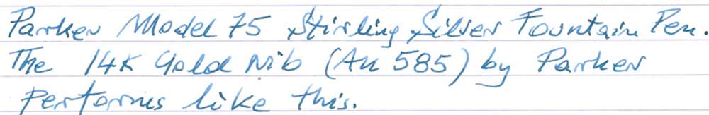 Parker Model 75 Stirling Silver Fountain Pen (1963) - writing sample