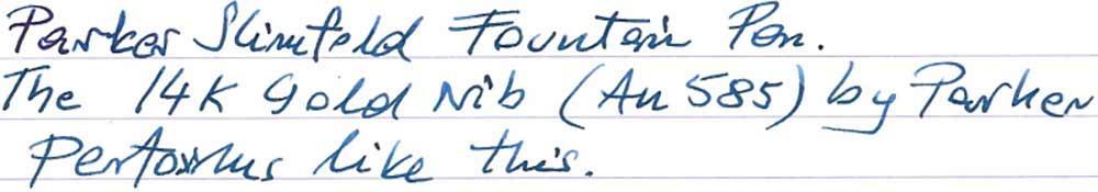 Parker Slimfold Fountain Pen (1963) - writing sample