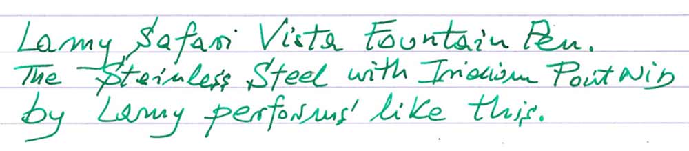 LAMY Safari Vista Fountain Pen (post 2004) - writing sample
