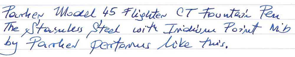 Parker Model 45 Flighter CT Fountain Pen (1979) - writing sample