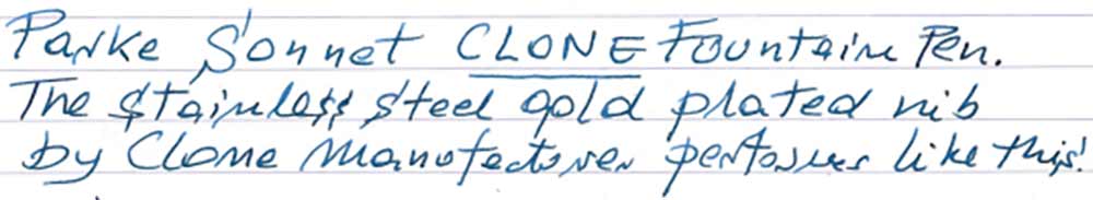 Parker Sonnet Clone Fountain Pen (2023) - writing sample