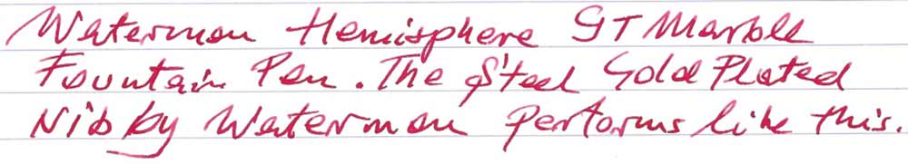 Waterman Hemisphere GT Marble Fountain Pen (post 2000) - writing sample