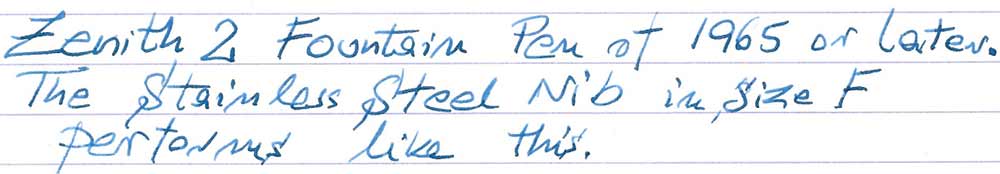 Zenith 2 Fountain Pen PL (post 1965) - writing sample