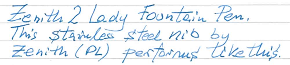 Zenith 2 Lady Fountain Pen PL (post 1965) - writing sample