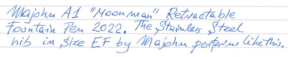 Majohn A1 "Moonman" Retractable Fountain Pen (2022) - writing sample